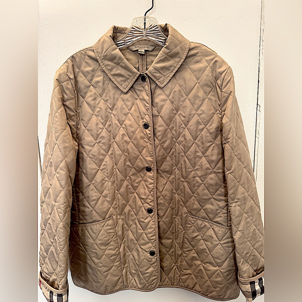 Burberry Britt  Quilted Snap Button Women Jacket Tan Size M
